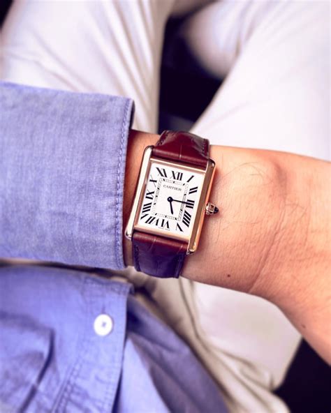 cartier tank wrist|cartier tank must on wrist.